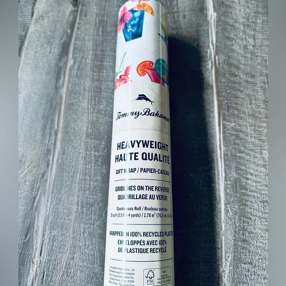 Tommy Bahama Tropical Cocktail Drinks Gift Wrap Wrapping Paper Roll